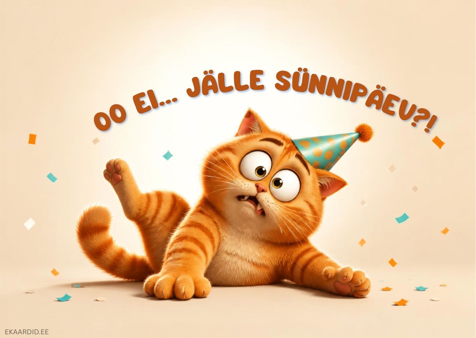 Humoorikas sünnipäevakaart ehmatanud kassiga