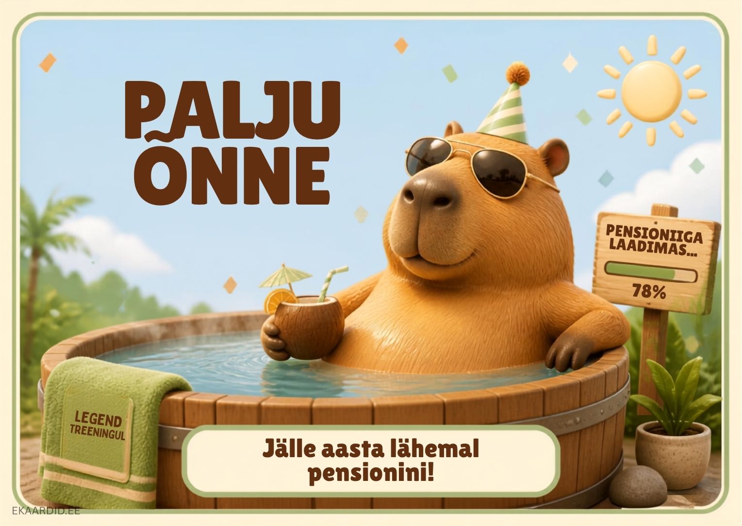 Humoorikas sünnipäevakaart kapibaaraga