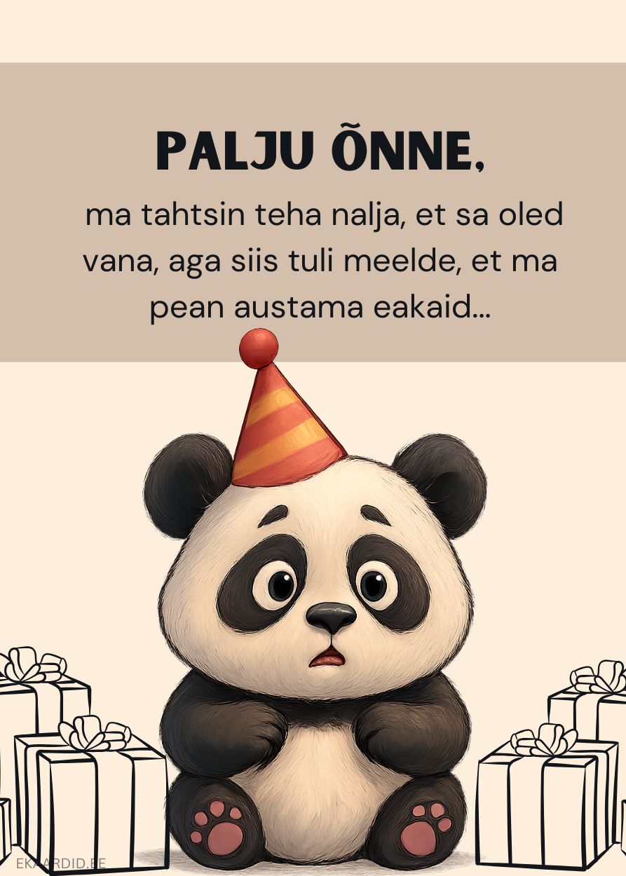Naljakas sünnipäevakaart pandaga