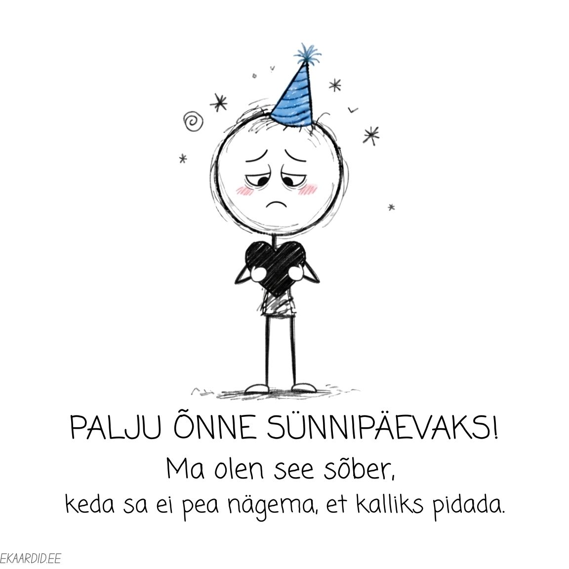 Kriipsujuku sünnipäevakaart südamega