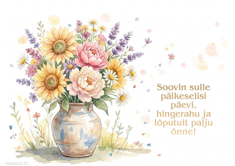Lillekimp päevalillede ja pojengidega