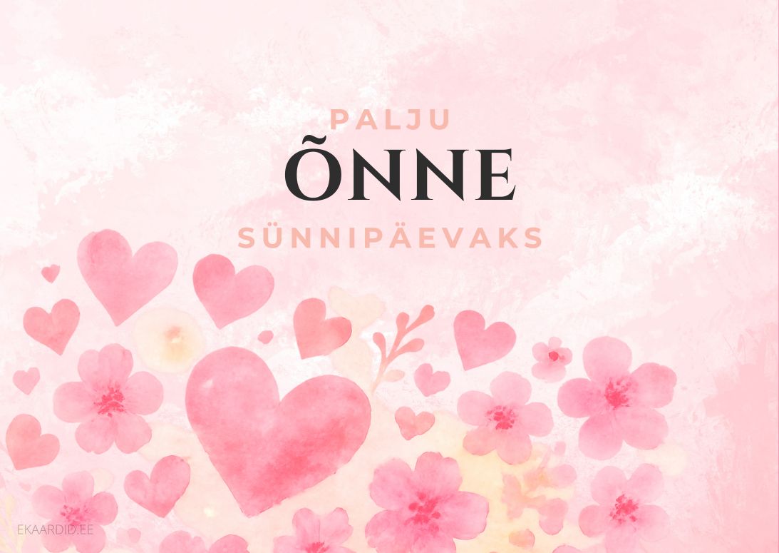 Sünnipäevakaart lillede ja südametega