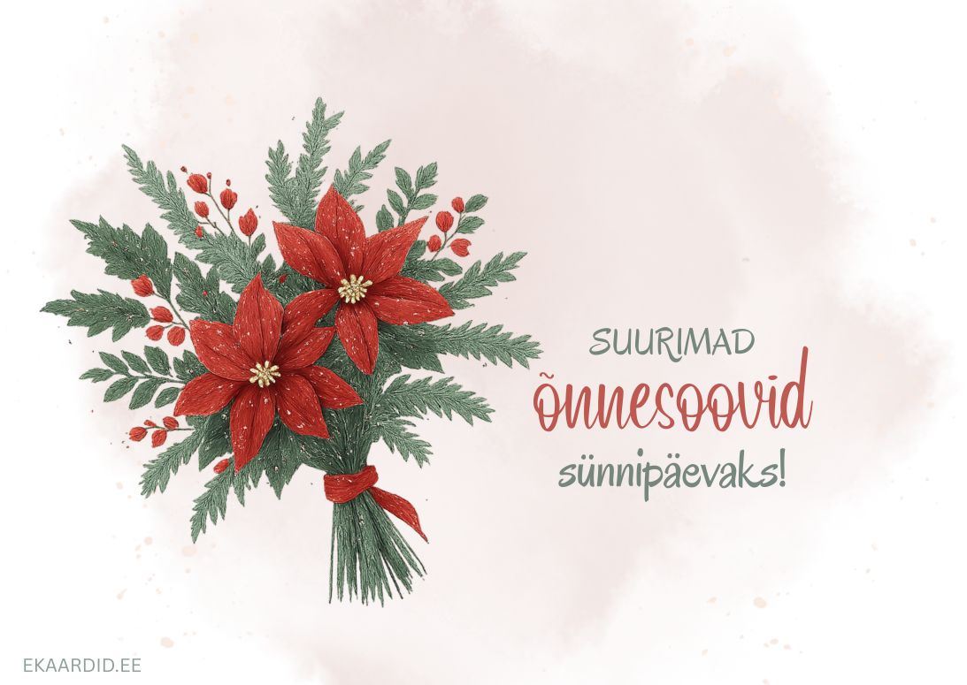 Sünnipäevakaart jõulutähe motiiviga