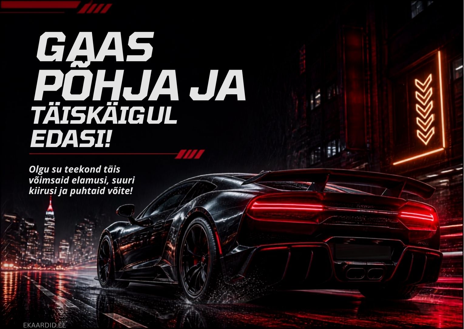 Sportauto teemaline sünnipäevakaart
