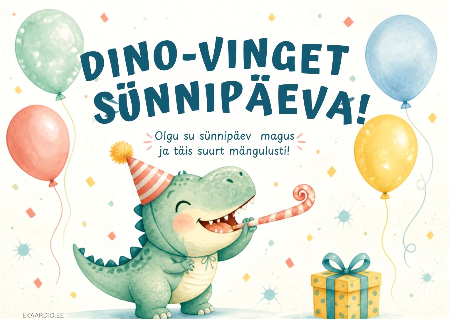 Dinosaurusega sünnipäevakaart poisile