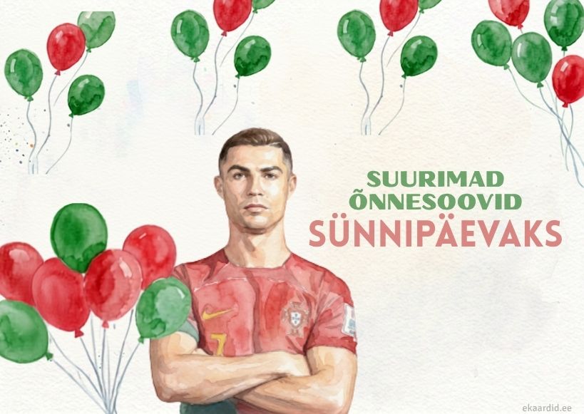 Jalgpalliteemaline sünnipäevakaart Cristiano Ronaldoga