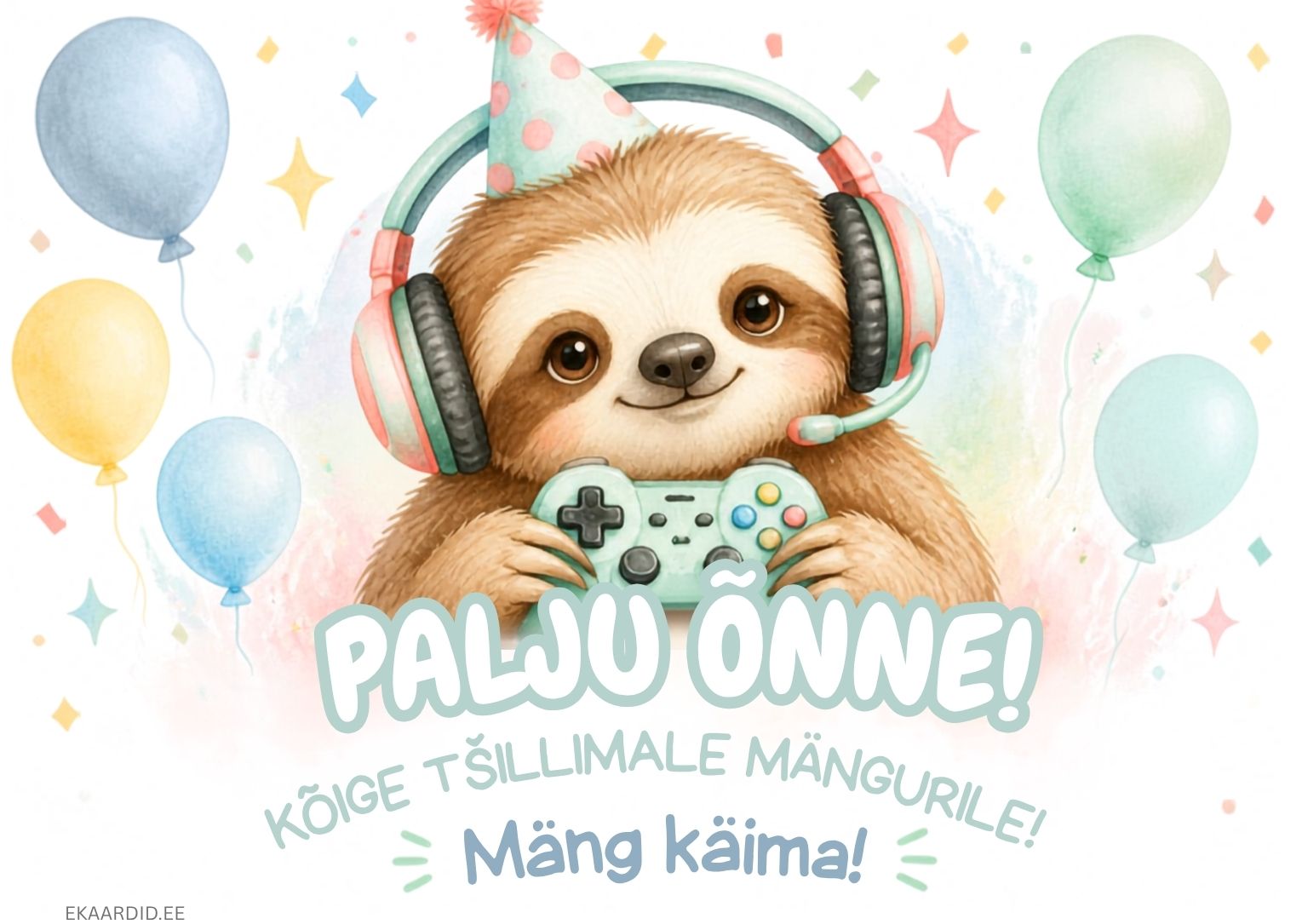 Mänguriteemaline sünnipäevakaart laisikuga