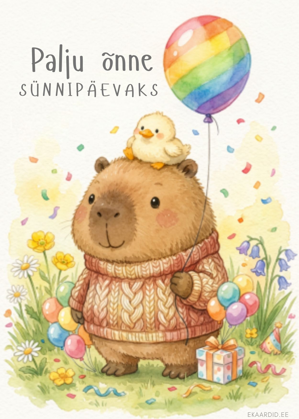 Sünnipäevakaart kapibaaraga