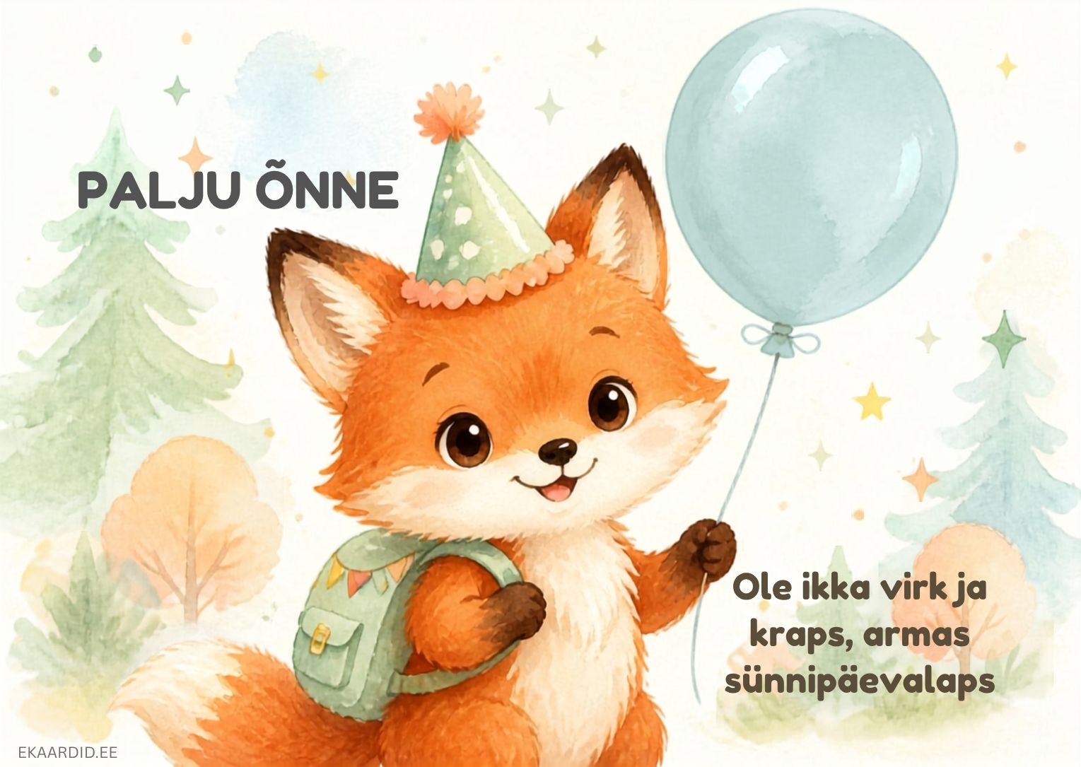 Sünnipäevakaart rebasekutsikaga