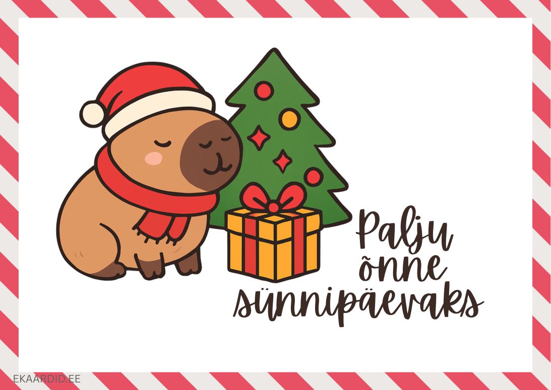 Talvine sünnipäevakaart kapibaraga