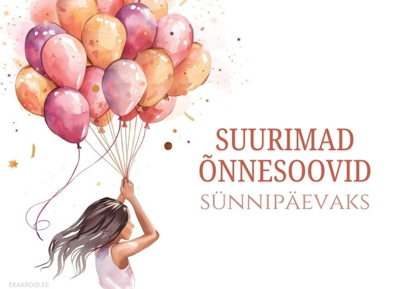 Sünnipäevakaart õhupallidega