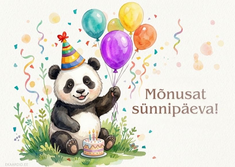 Sünnipäevakaart pandakaruga