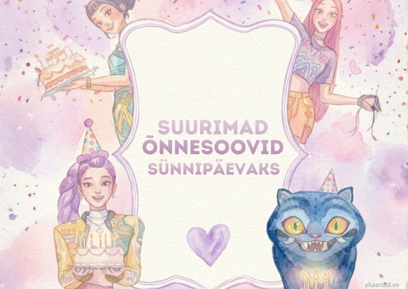 Kpop Demon Hunters stiilis sünnipäevakaart tüdrukutele