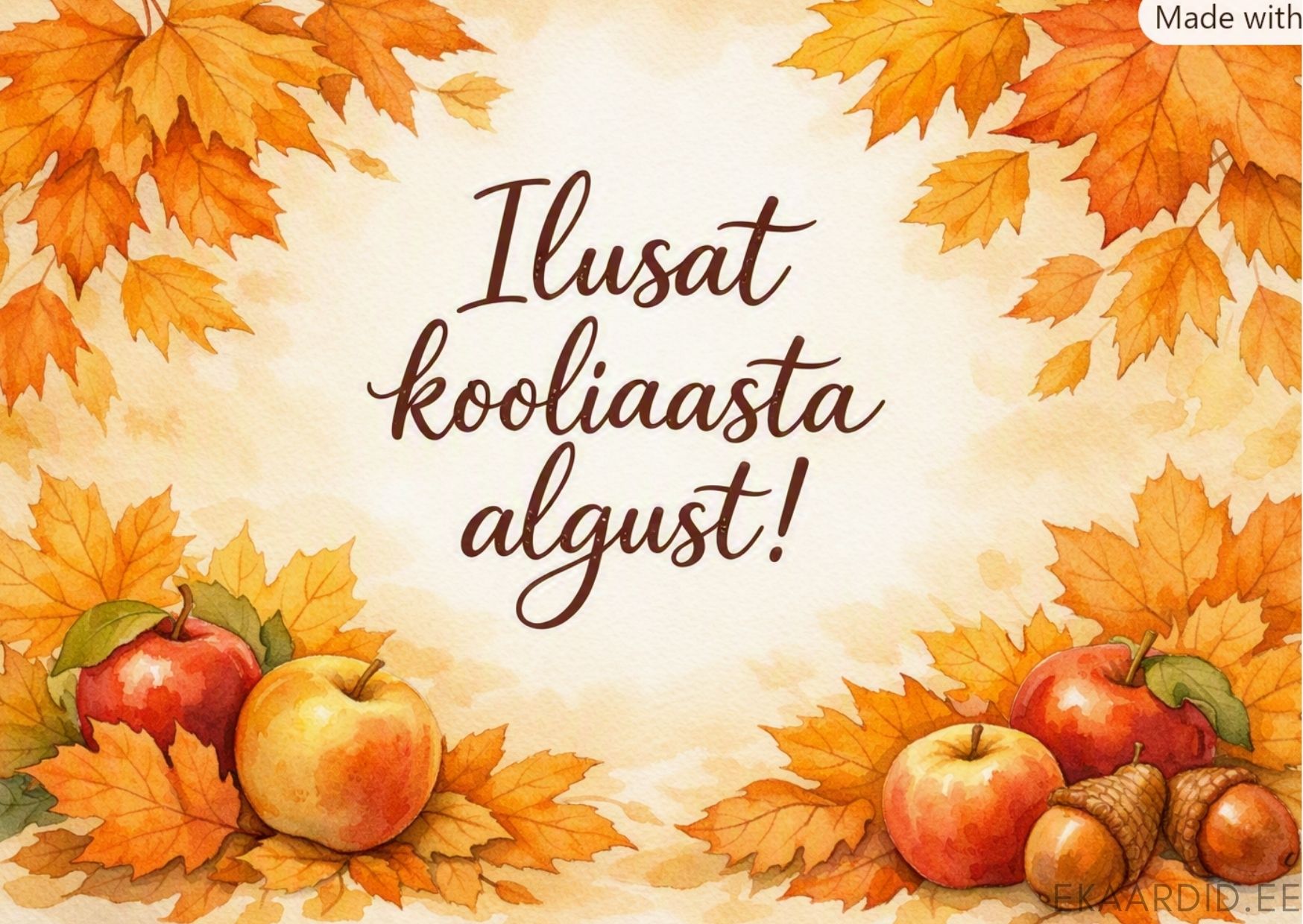 Sügisene tervituskaart kooliaasta alguseks