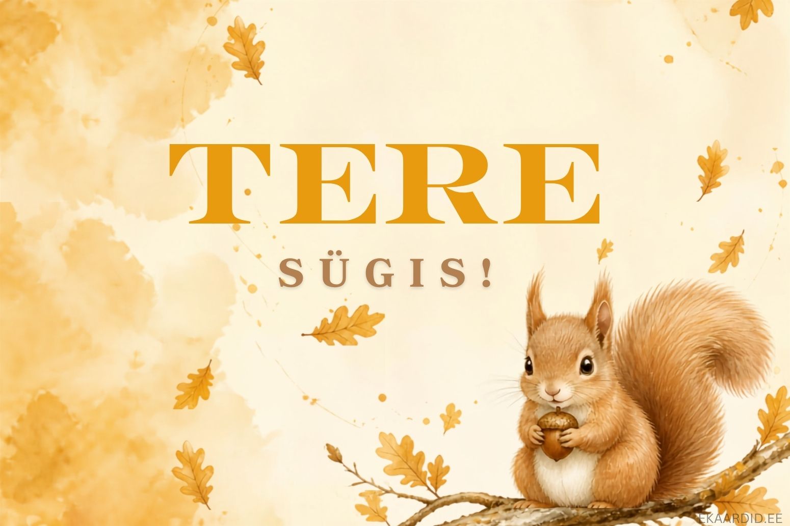 Sügisene tervituskaart oravaga