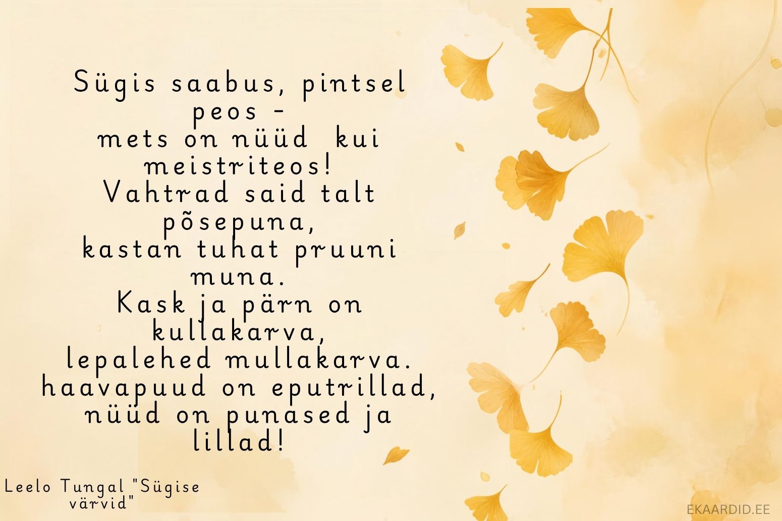 Sügisese luuletusega tervituskaart