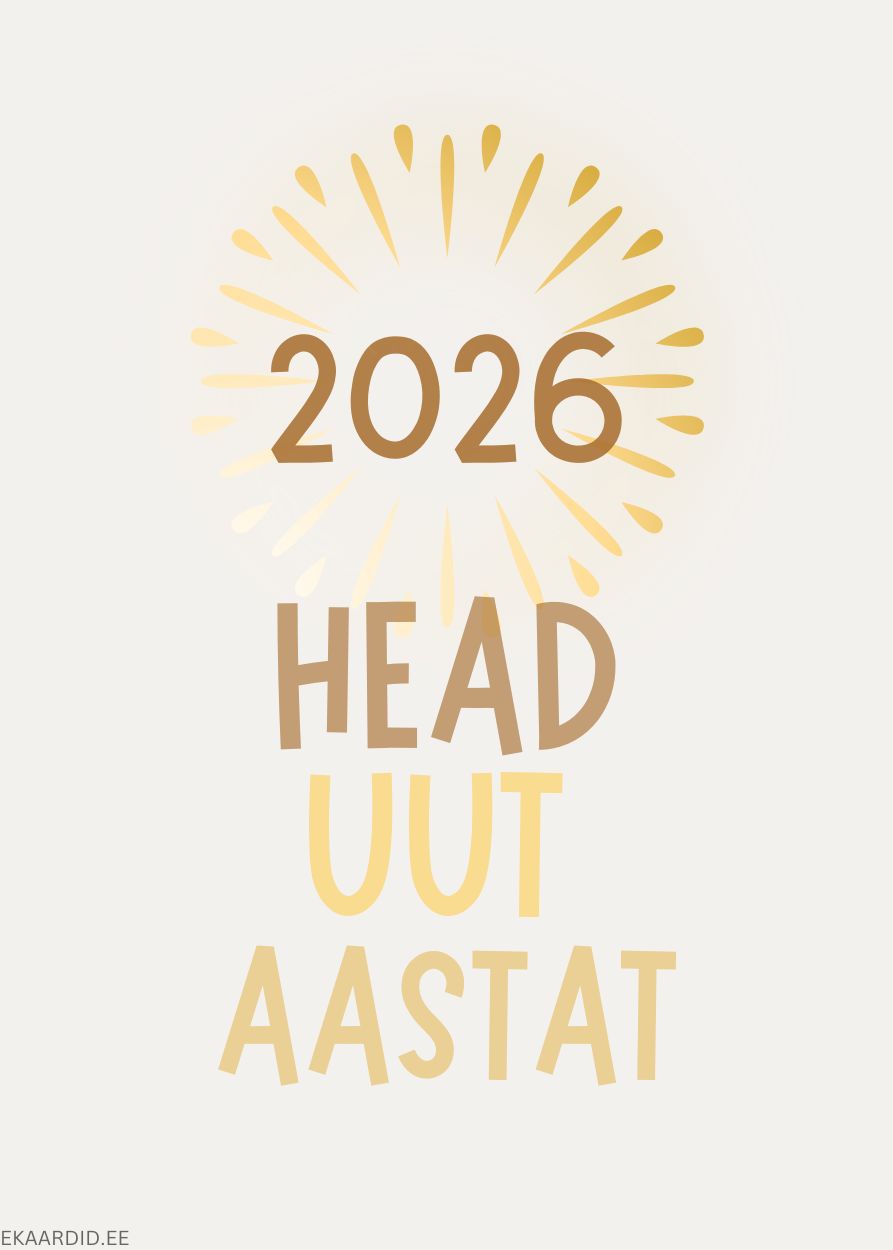 Stiilne kuldne uusaastakaart 2026