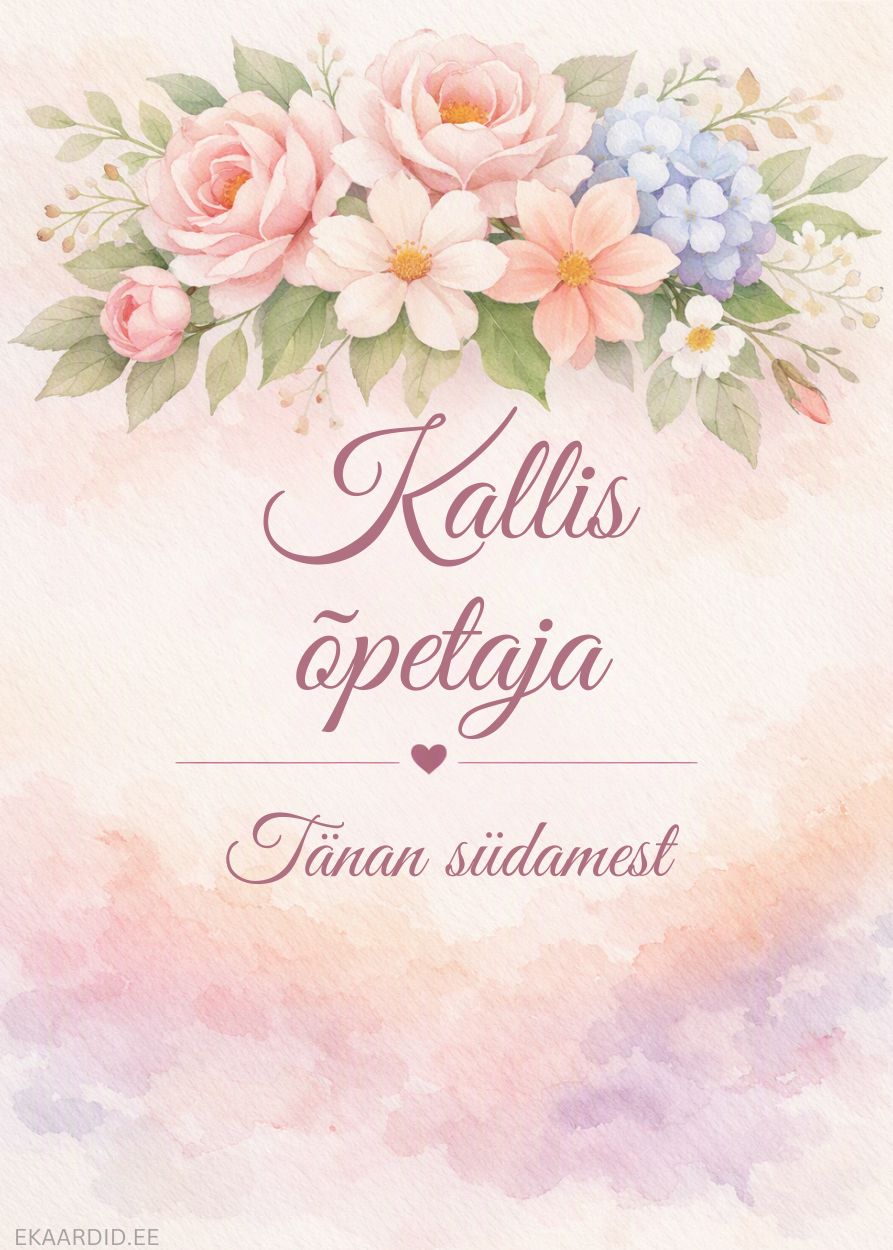 Lilledega tänukaart õpetajale