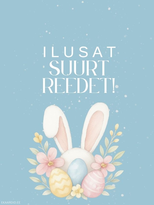 Lihavõttekaart jänese ja munadega