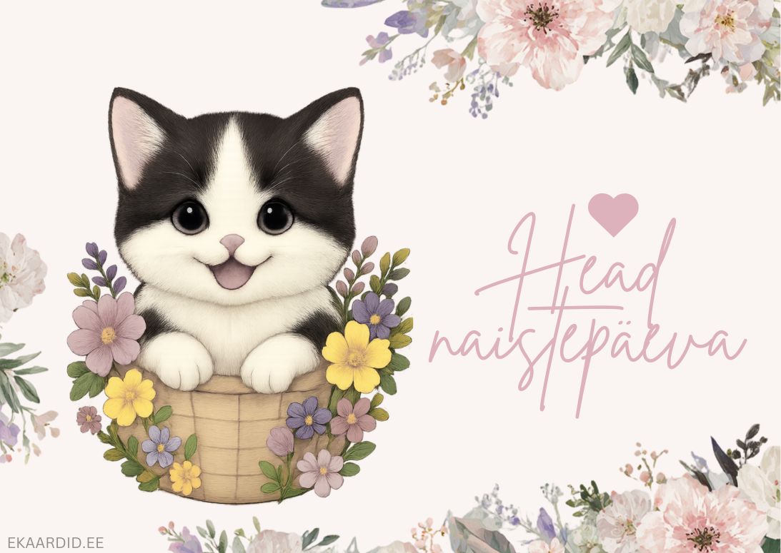 Head naistepäevakaart kassipojaga