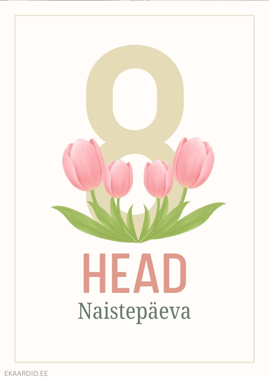 Naistepäevakaart roosade tulpidega