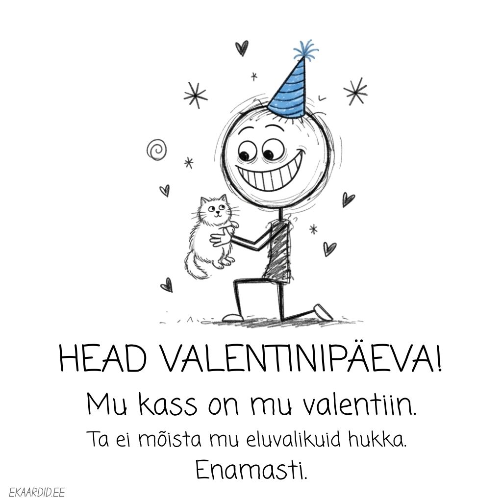 Naljakas sõbrapäevakaart kassi armastajatele