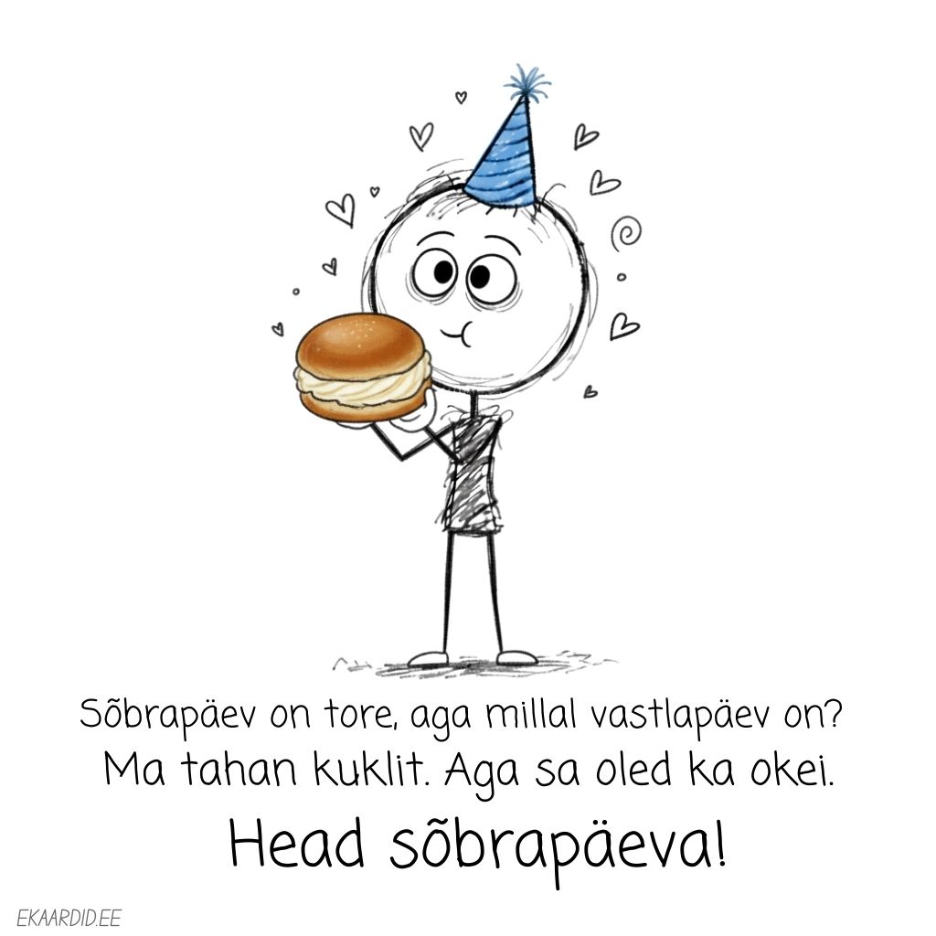 Naljakas sõbrapäevakaart kukli ja vastlapäeva küsimusega