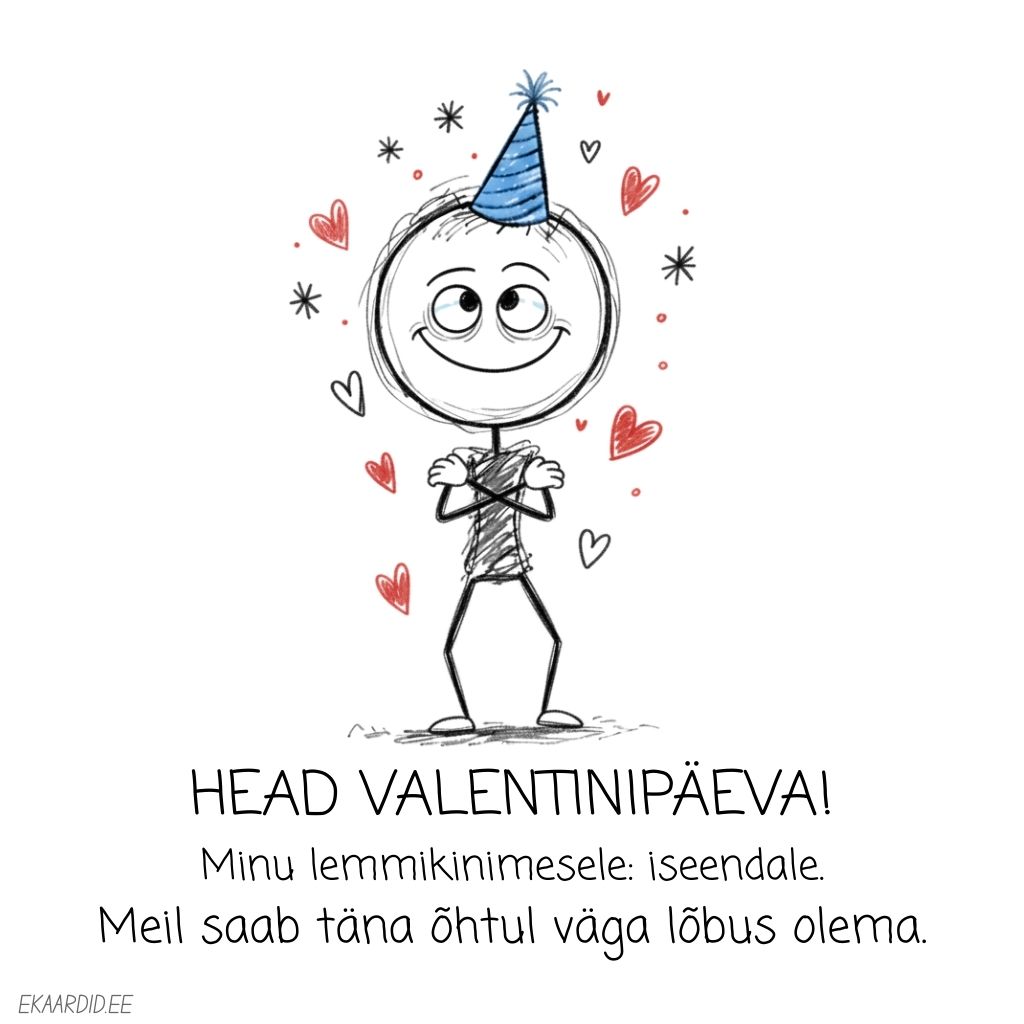 Naljakas Valentini-päeva kaart iseendale