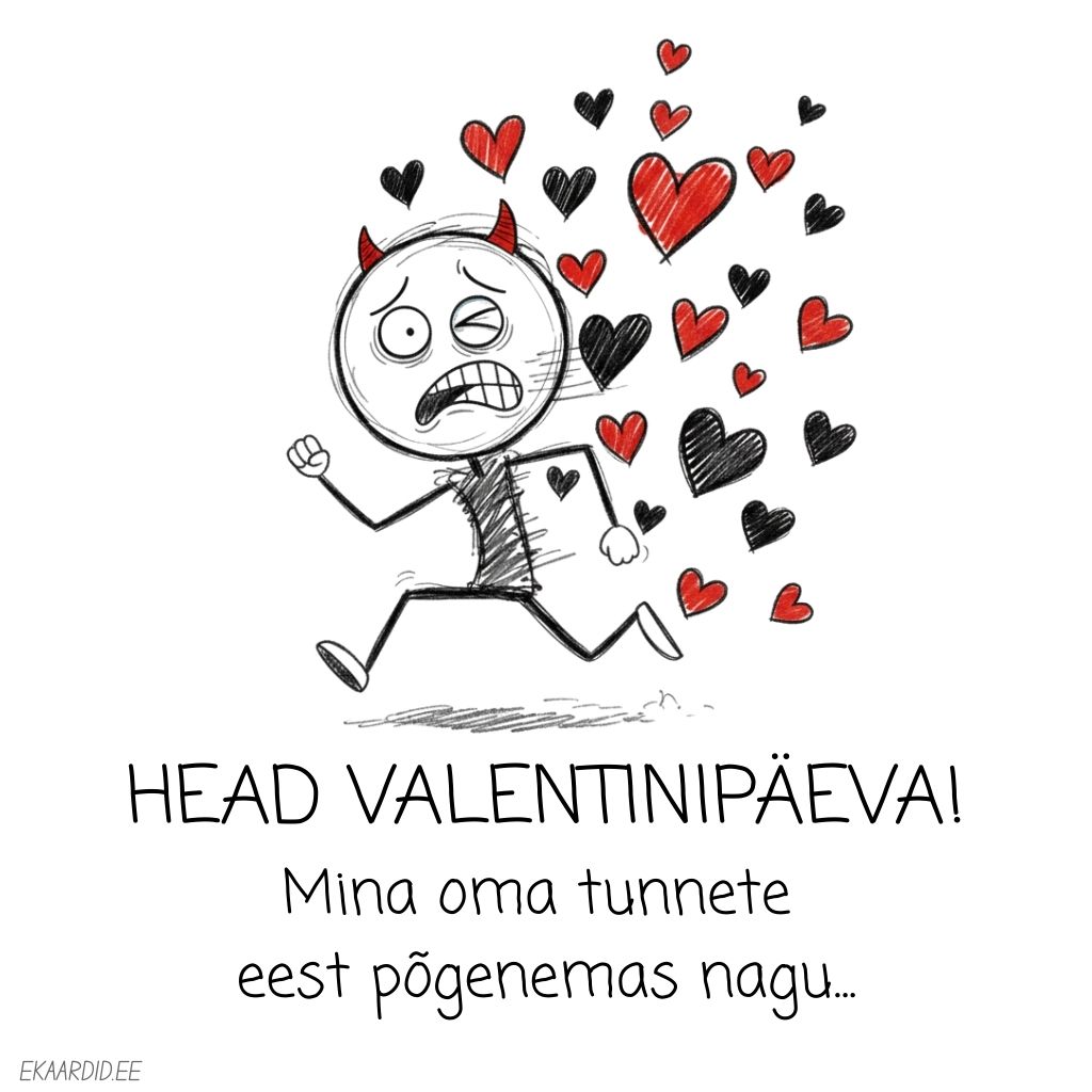 Sarkastiline sõbrapäevakaart põgeneva tegelasega