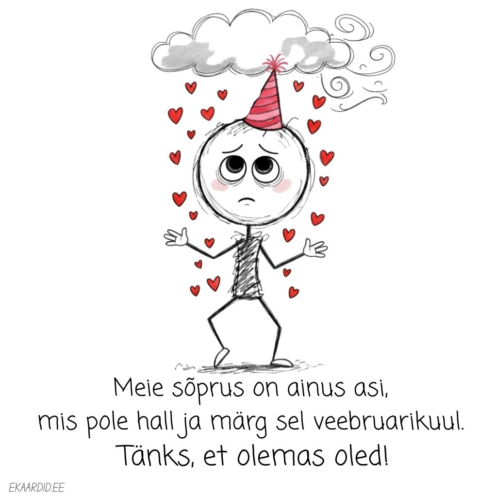 Naljakas Sõbrapäevakaart vihmase veebruari puhul