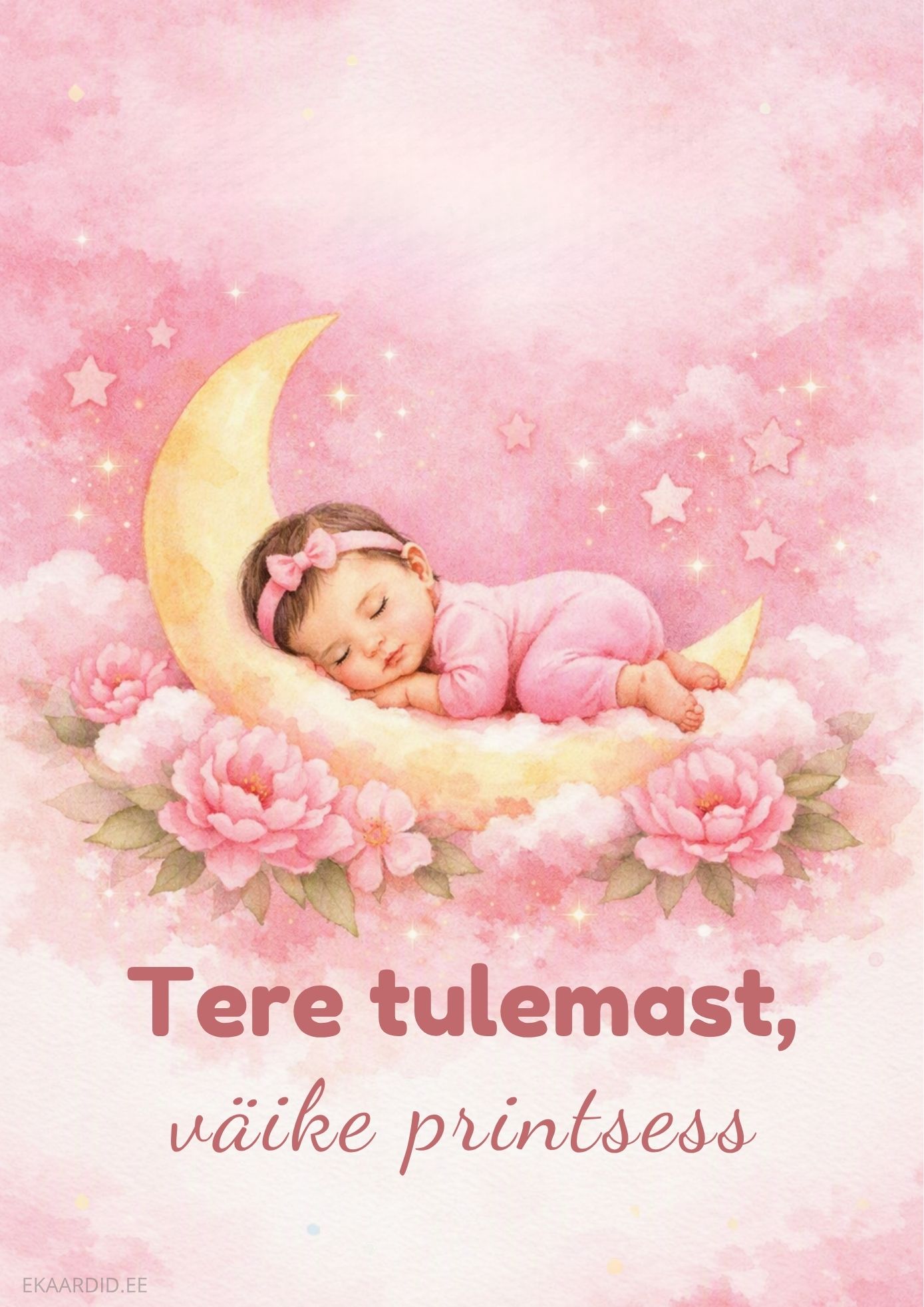 Beebi sünni tervituskaart tüdrukule