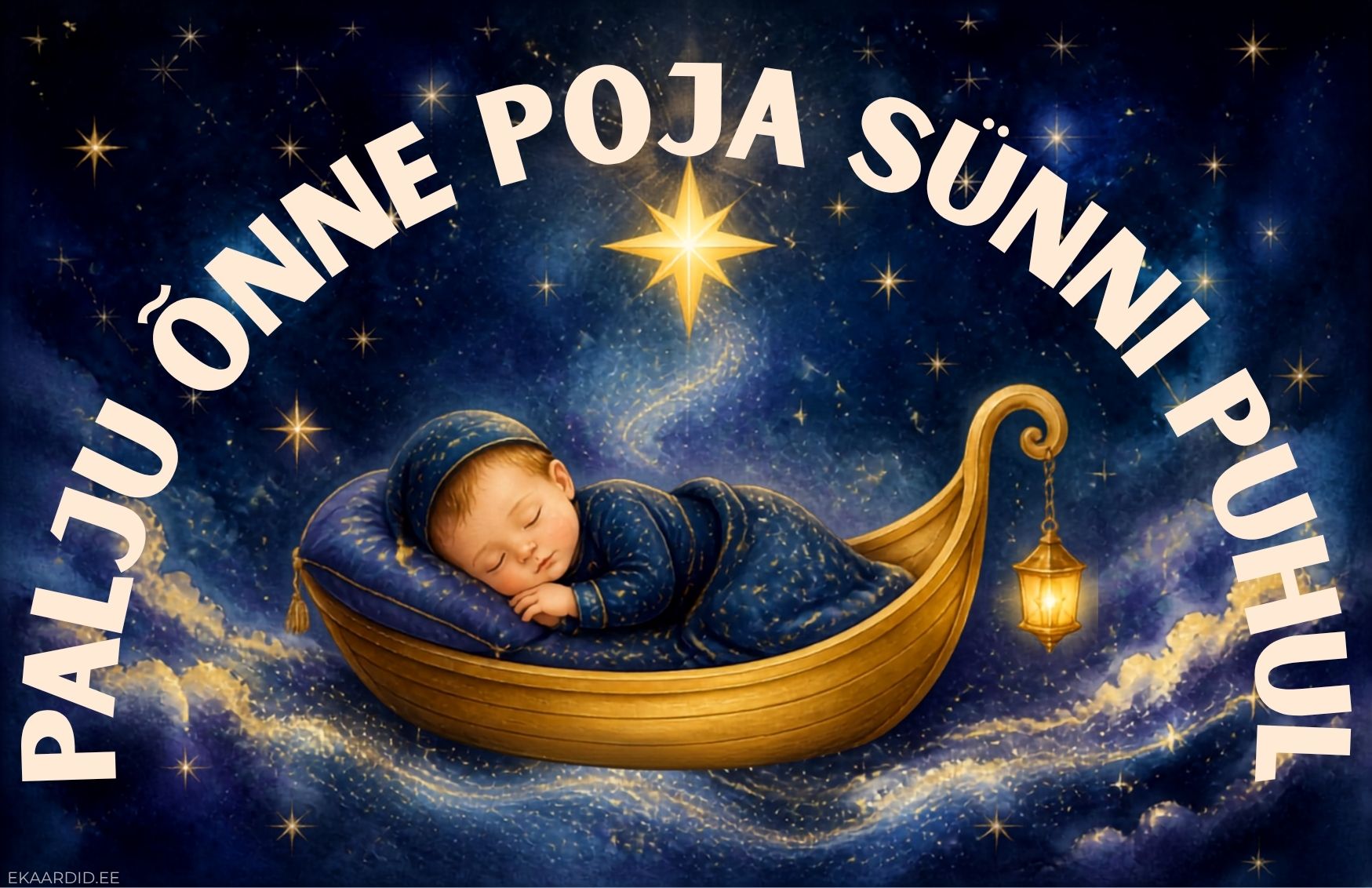 Tervituskaart vastsündinud poja puhul