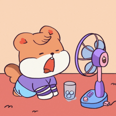 Naljakas suvine GIF kaart väsinud oravaga