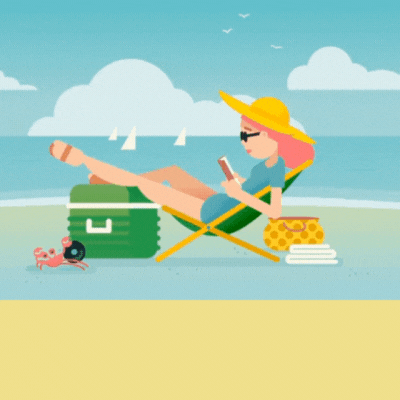 Tere Suvi! Rannapuhkus gif kaardil