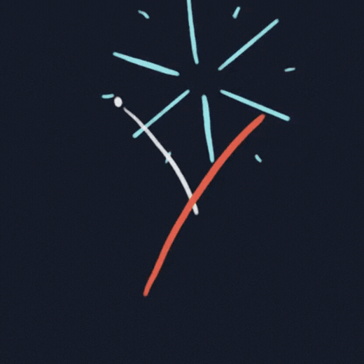 Aastavahetuse GIF tervituskaart ilutulestikuga