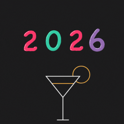 Aastavahetuse GIF tervituskaart kokteiliga