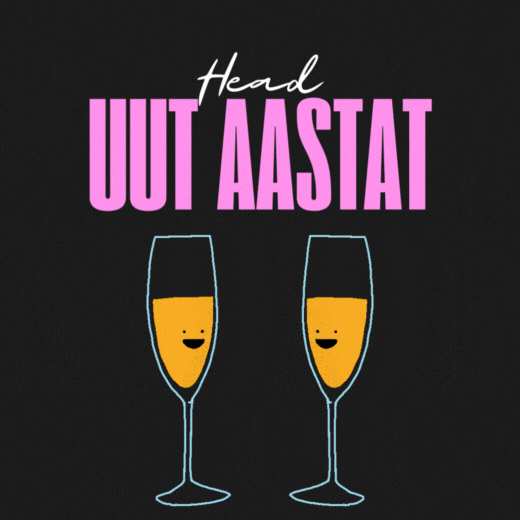 Head uut aastat! Šampanjaklaasidega GIF tervituskaart