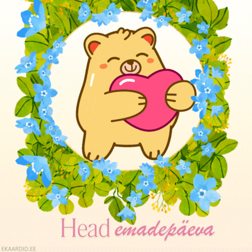 Karu GIF emadepäevakaart lilledega