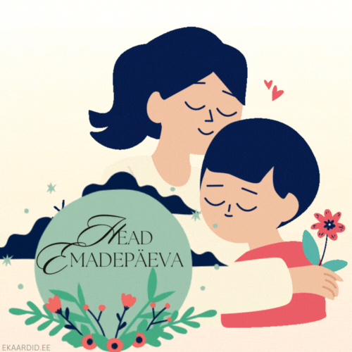 Kaunis emadepäeva GIF kaart ema ja lapsega