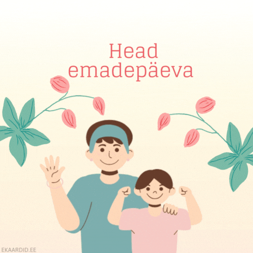 Õrn emadepäeva GIF kaart lilledega