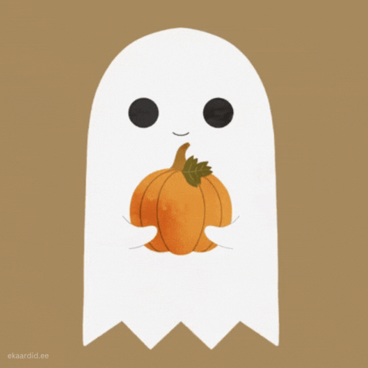 Halloweeni GIF kaart armsa kummitusega