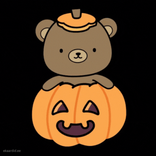 Halloweeni karu kõrvitsa sees GIF kaart