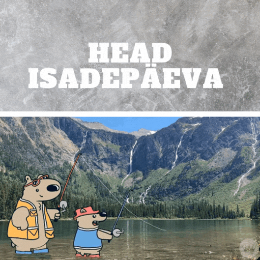 Isadepäeva GIF kaart kalastavate karudega