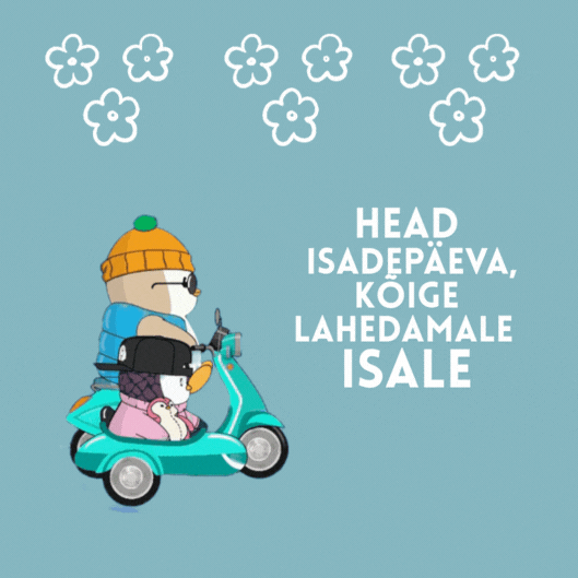 Isadepäeva GIF kaart pingviinidega