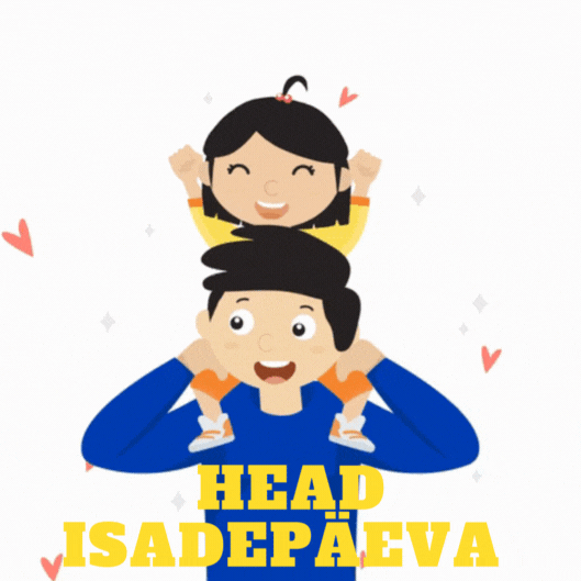 Isadepäeva GIF kaart rõõmsameelse lapsega