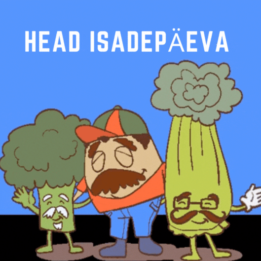 Naljakas isadepäeva  GIF kaart köögiviljadega