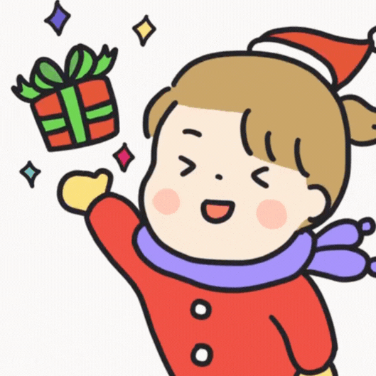 Lõbus  GIF jõulukaart tüdrukuga