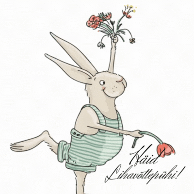 Lihavõttejänese GIF kaart lilledega