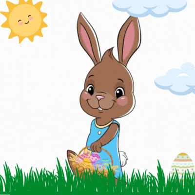 Lihavõttejänes munakorviga GIF kaart