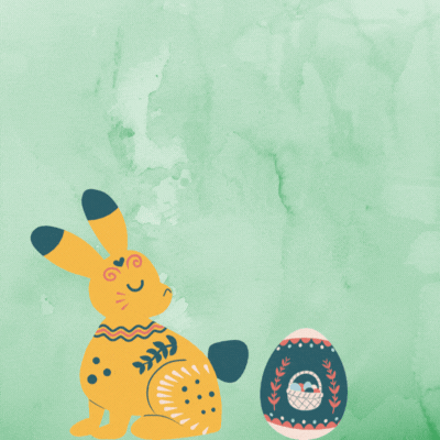 Lihavõttepühade GIF kaart kollase jänesega